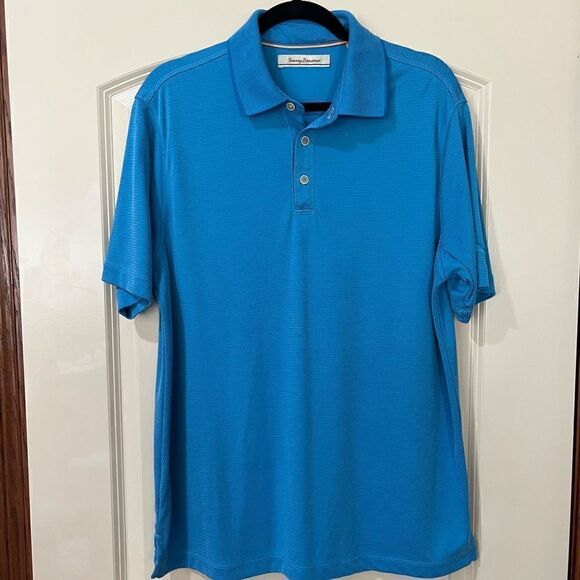 TOMMY BAHAMA Short Sleeve Polo Shirt Blue Men’s Size Medium - Picture 1 of 6
